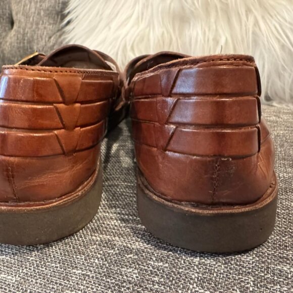 Sunsteps Hand Woven Leather Huarache Sandal Mens Size 11 Brown Slip On Loafer - Picture 4 of 11